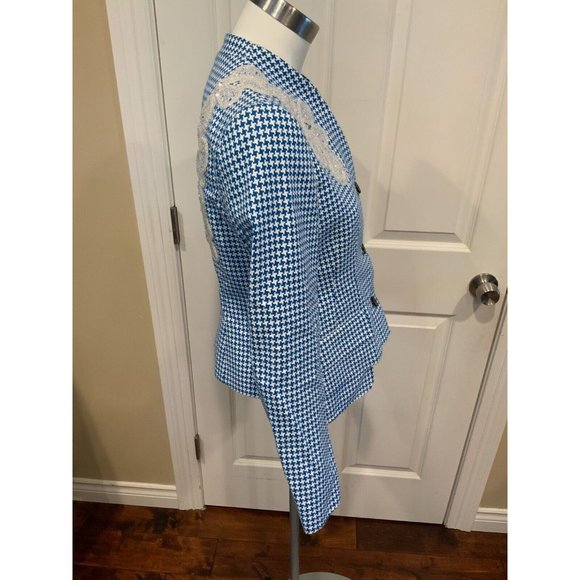 Creatures Of The Wind Jepy Blue & White Houndstooth Jacket, Size 2 - Picture 6 of 10